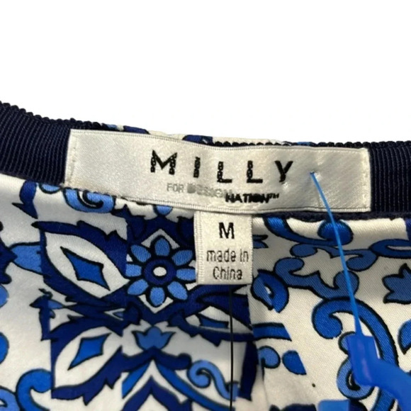 New Milly for Design Nation floral skirt blue white unlined side zipper medium - Picture 6 of 9